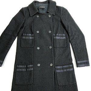 Derek Lam Womens Silk Trim Double Breasted Coat